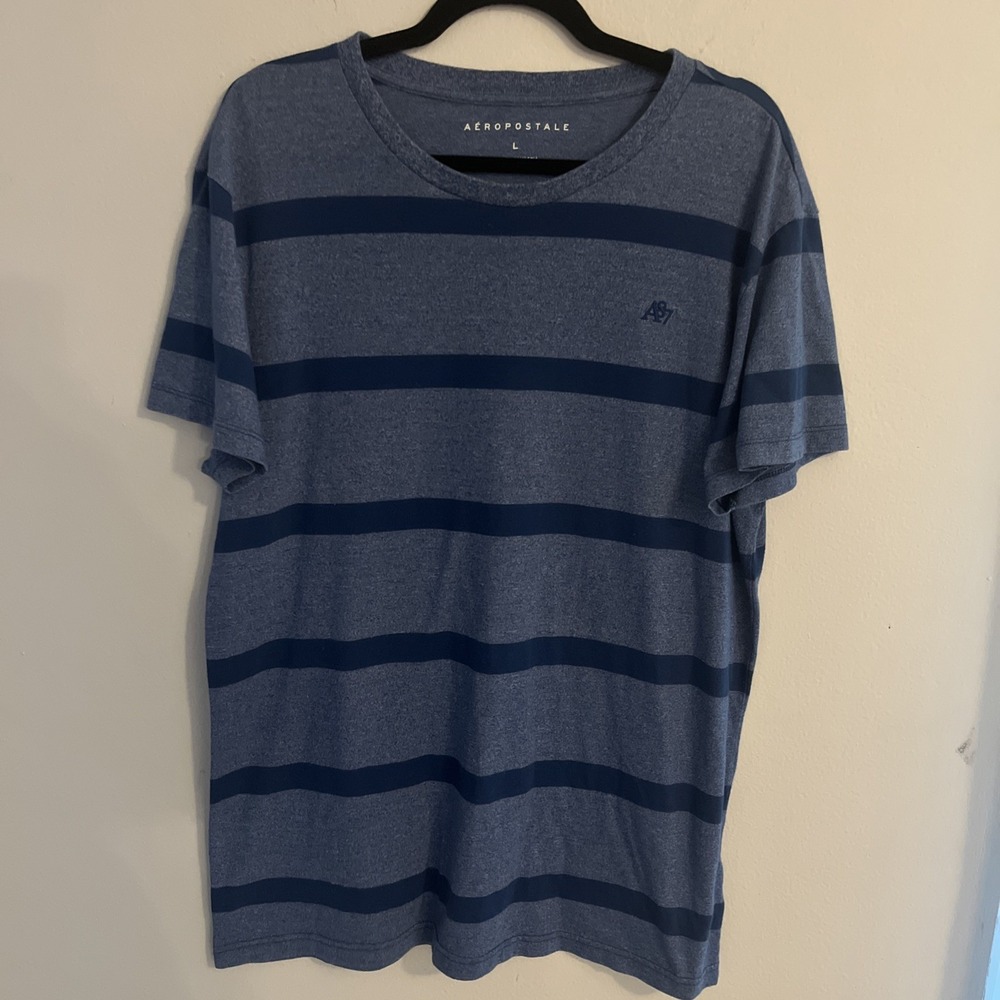 Aeropostale Mens Blue Striped T-Shirt Size Large